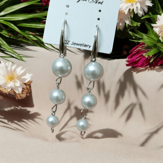 Silver Pearl Drop Earrings