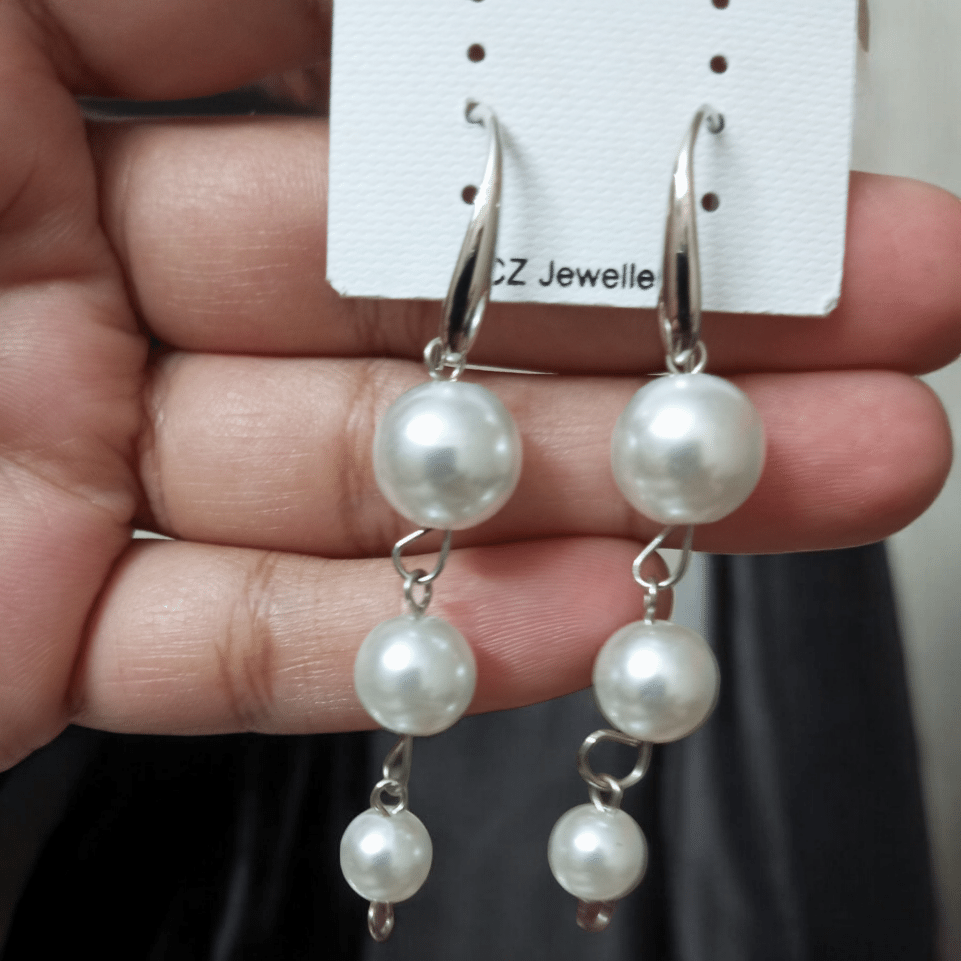 Silver Pearl Drop Earrings