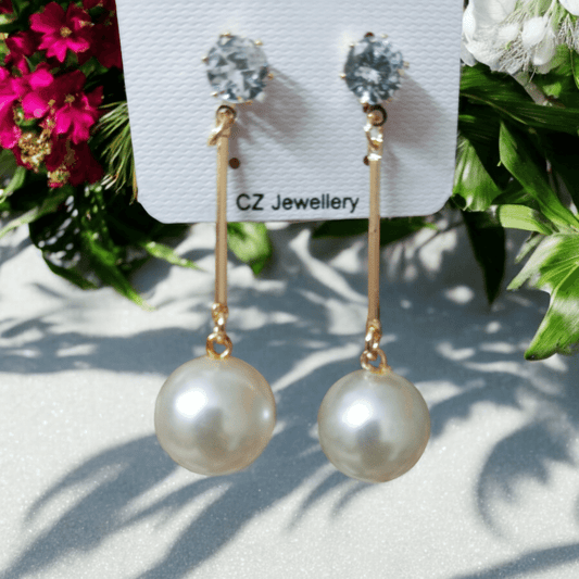 Pearl Drop Gold Earrings