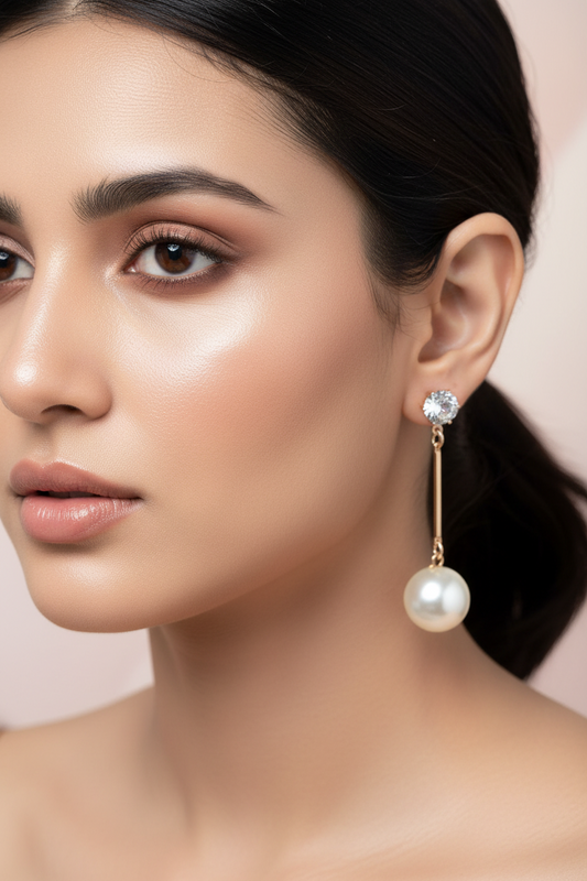 Pearl Drop Gold Earrings