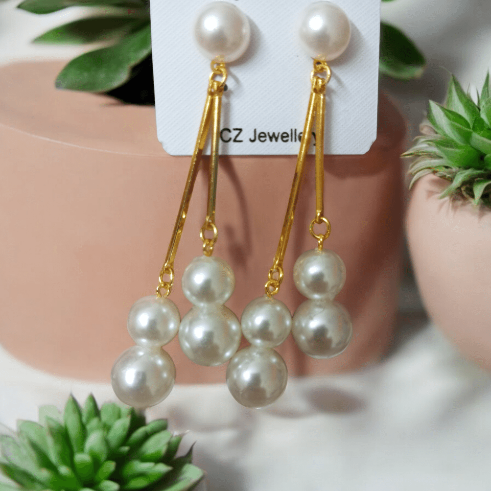 Pearl Drop Golden Earrings