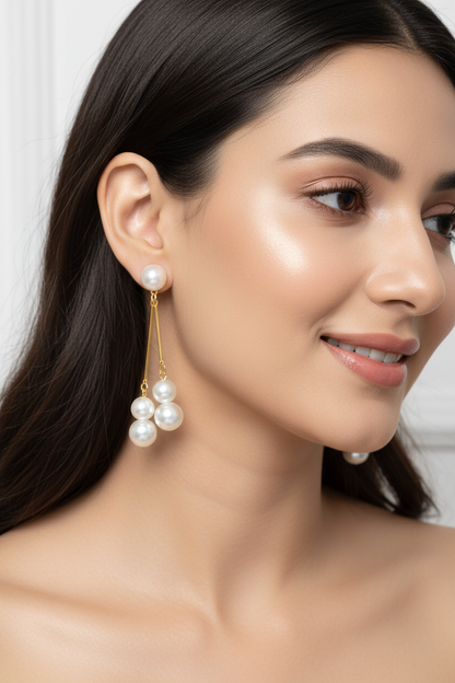 Pearl Drop Golden Earrings