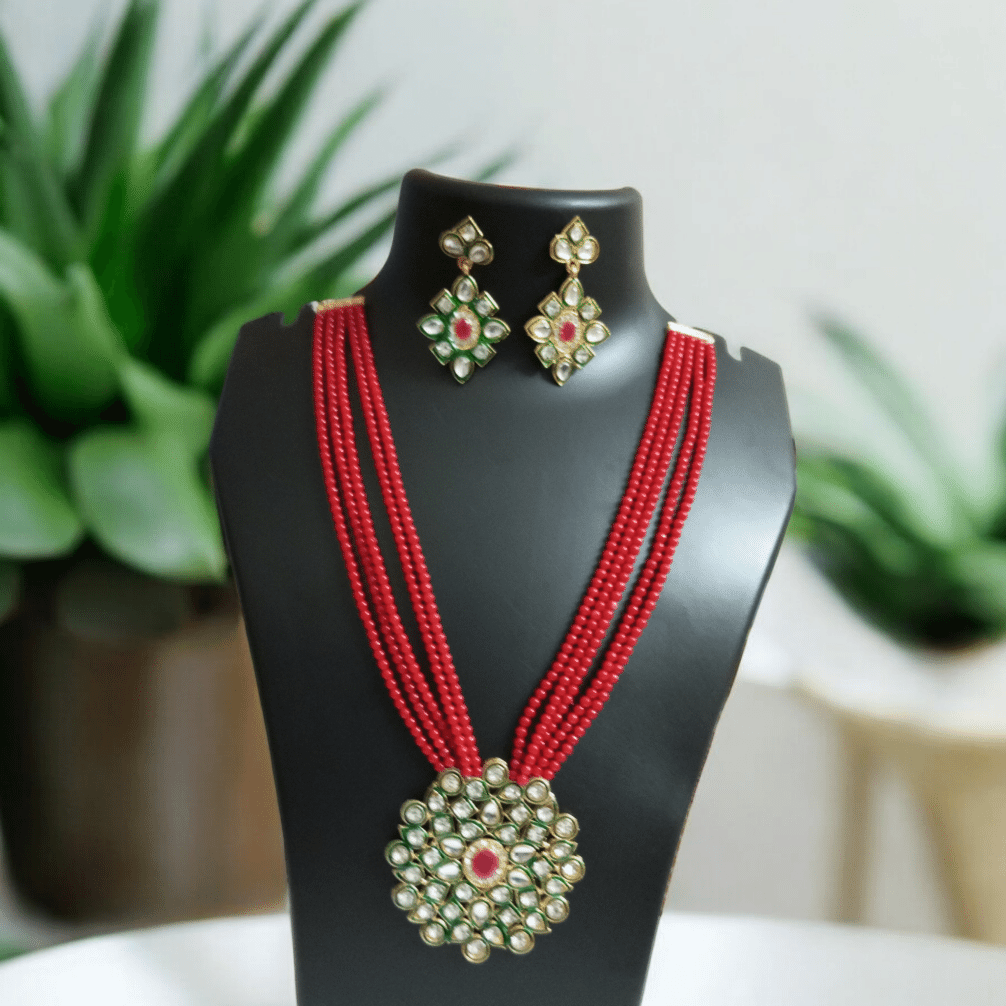 Ranihar Red Necklace Set