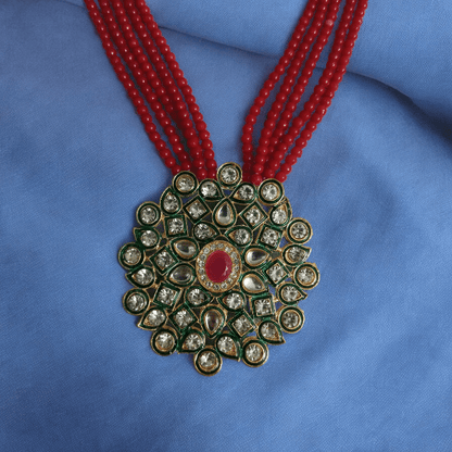 Ranihar Red Necklace Set