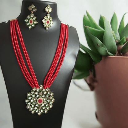 Ranihar Red Necklace Set