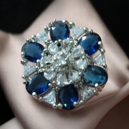 Havel Blue American Diamond Ring