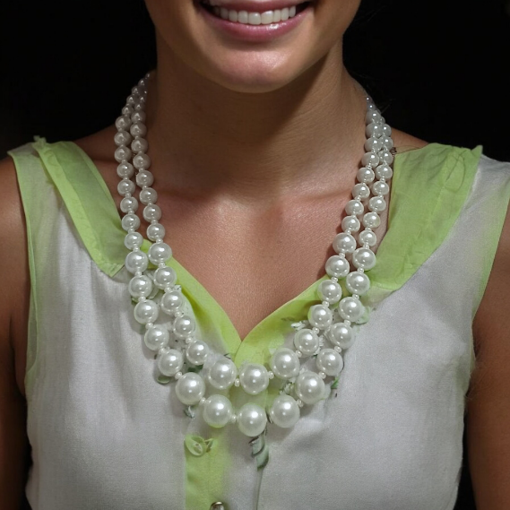 White Aanvi Shell Pearl Necklace