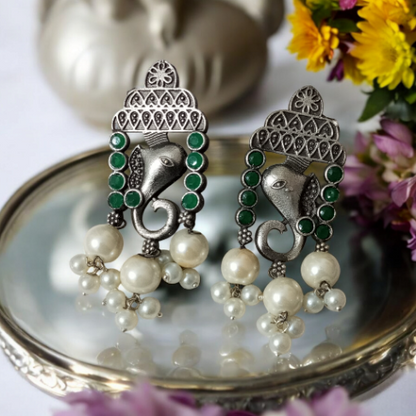 Ganesha Oxidised Earrings