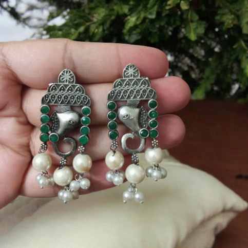 Ganesha Oxidised Earrings