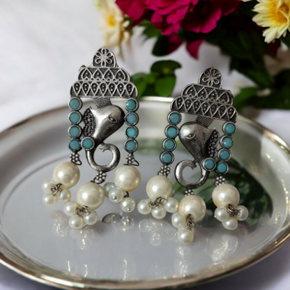 Ganesha Oxidised Earrings