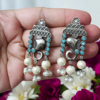 Ganesha Oxidised Earrings