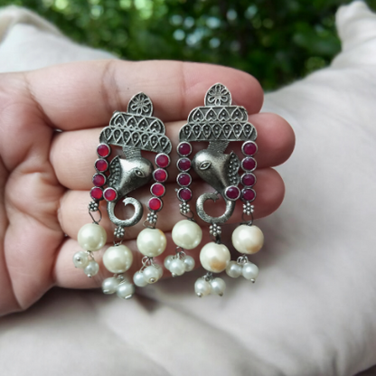 Ganesha Oxidised Earrings