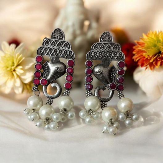 Ganesha Oxidised Earrings