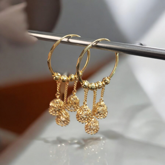 Gold Plated Gehna Bala Jhumka Earrings