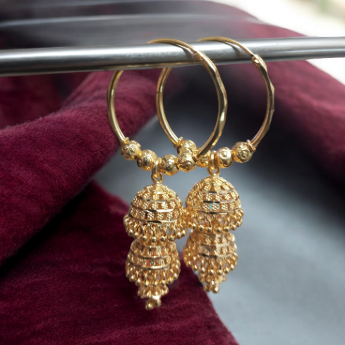 Gold Plated Sharini Bala Jhumka Earrings