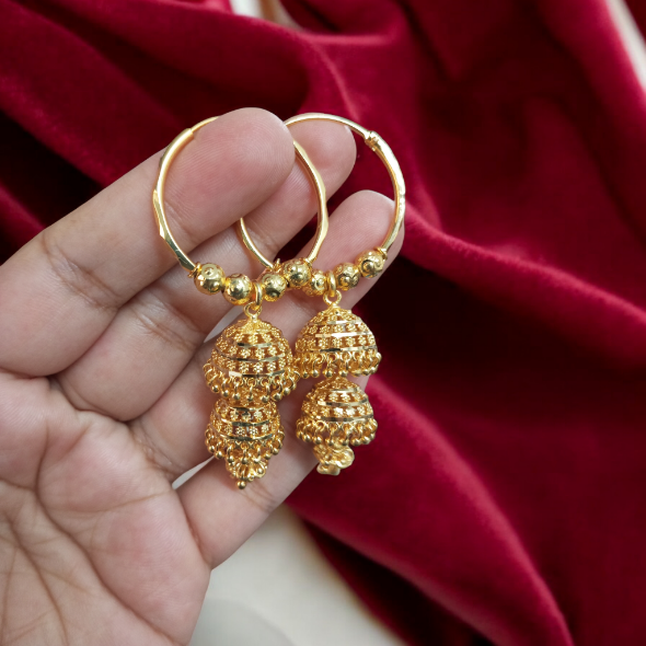 Gold Plated Sharini Bala Jhumka Earrings