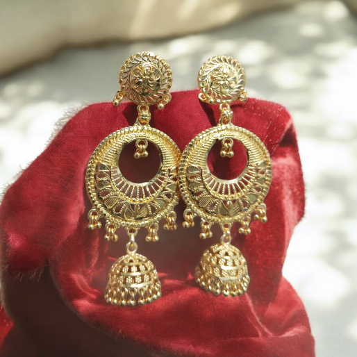 Gold Plated Shayana Chandbali Earrings