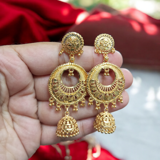 Gold Plated Shayana Chandbali Earrings