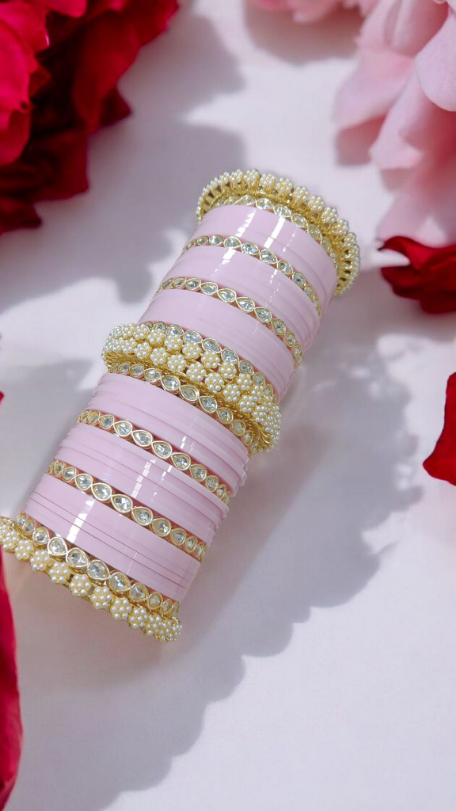 Bridalwrist Babypink Bangles Set