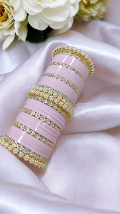 Bridalwrist Babypink Bangles Set