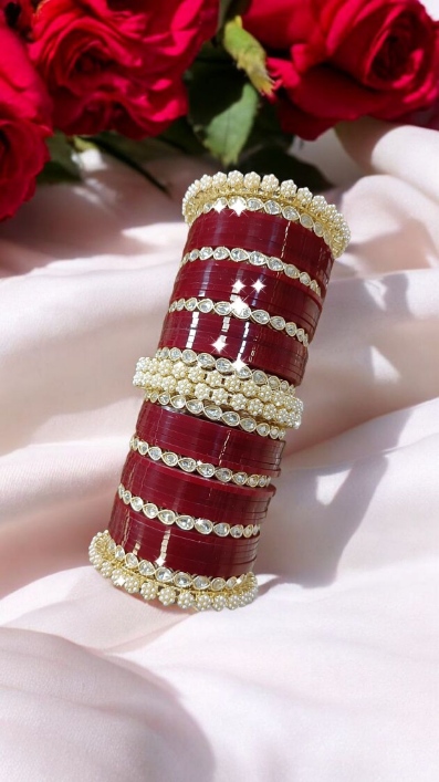 Bridalwrist Maroon Bangles Set