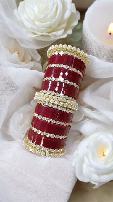 Bridalwrist Maroon Bangles Set