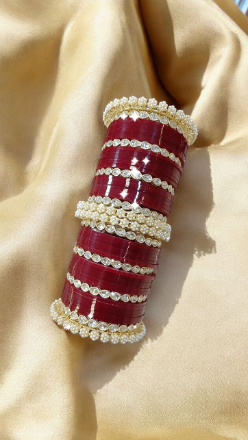Bridalwrist Maroon Bangles Set
