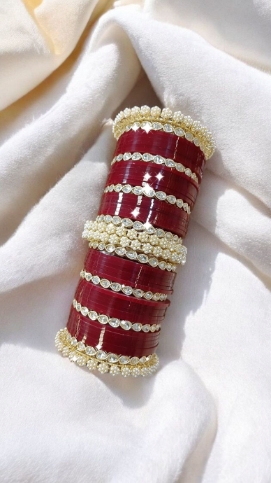 Bridalwrist Maroon Bangles Set
