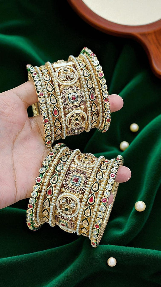 Rajwadi Kundan Bridal Bangles Set