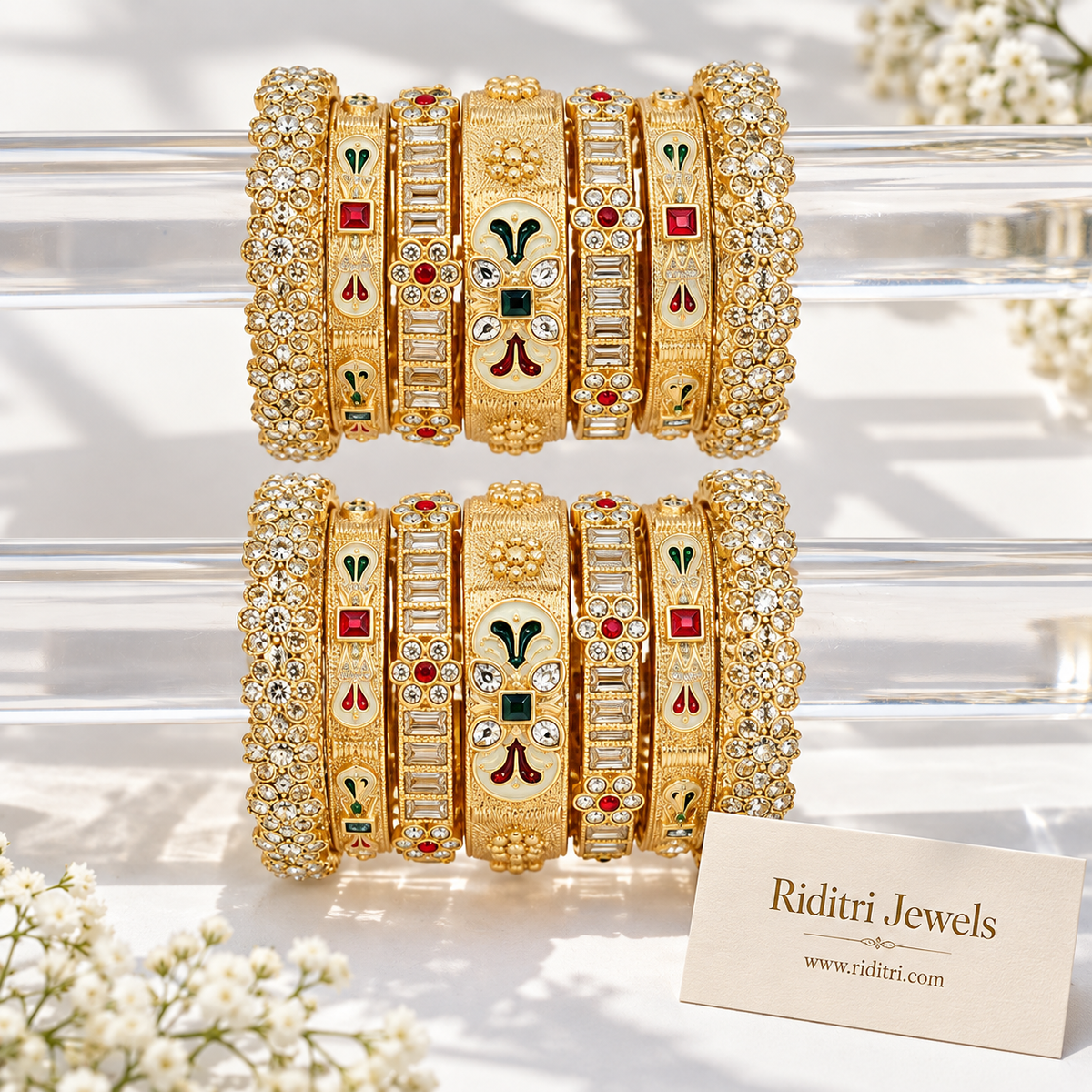 Bridal Rajwadi Stone Touch Bangles Set