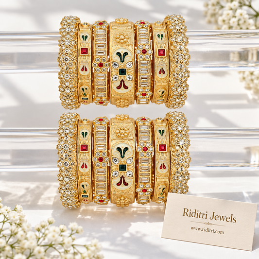 Bridal Rajwadi Stone Touch Bangles Set