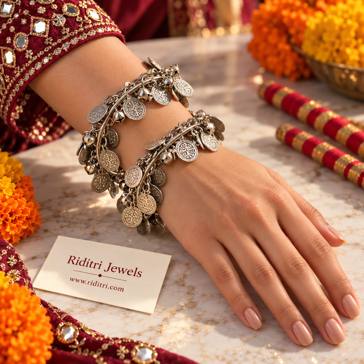 Oxidised Ghungru Bangles