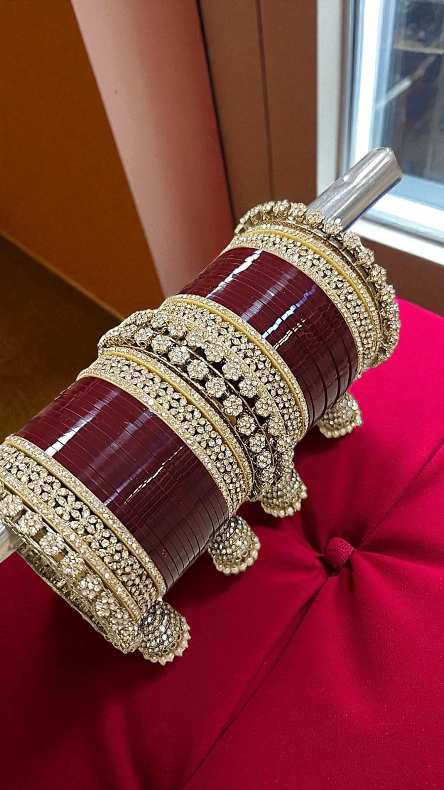 Bridal Chooda Maroon Bangles Set