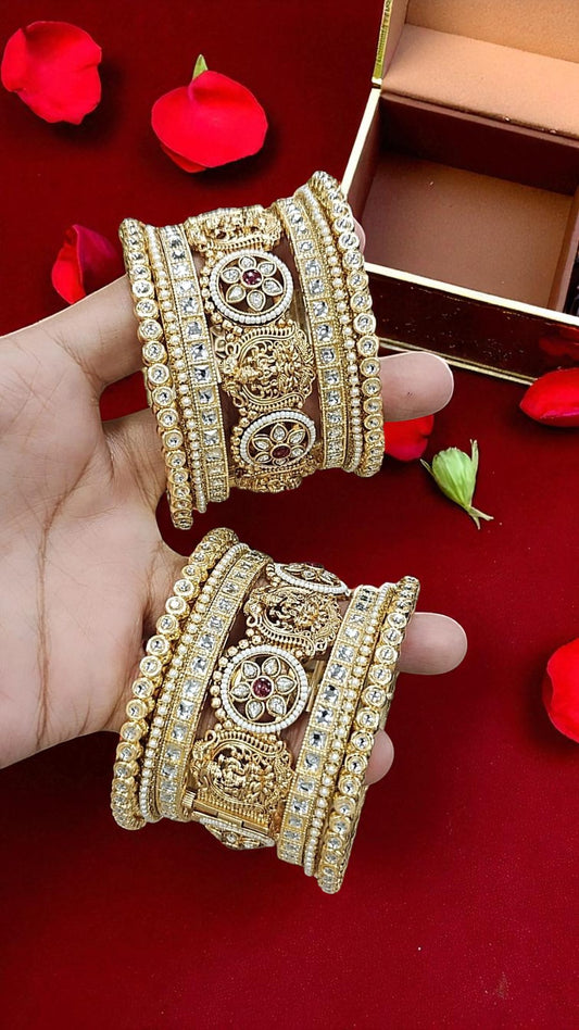 Rajwadi Temple Bangles Set