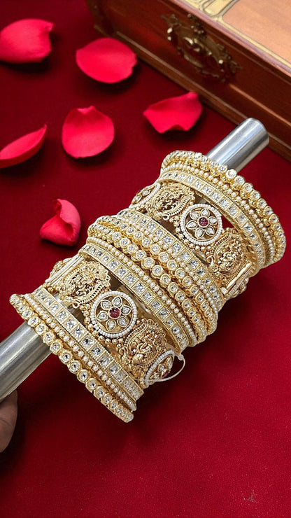 Rajwadi Temple Bangles Set