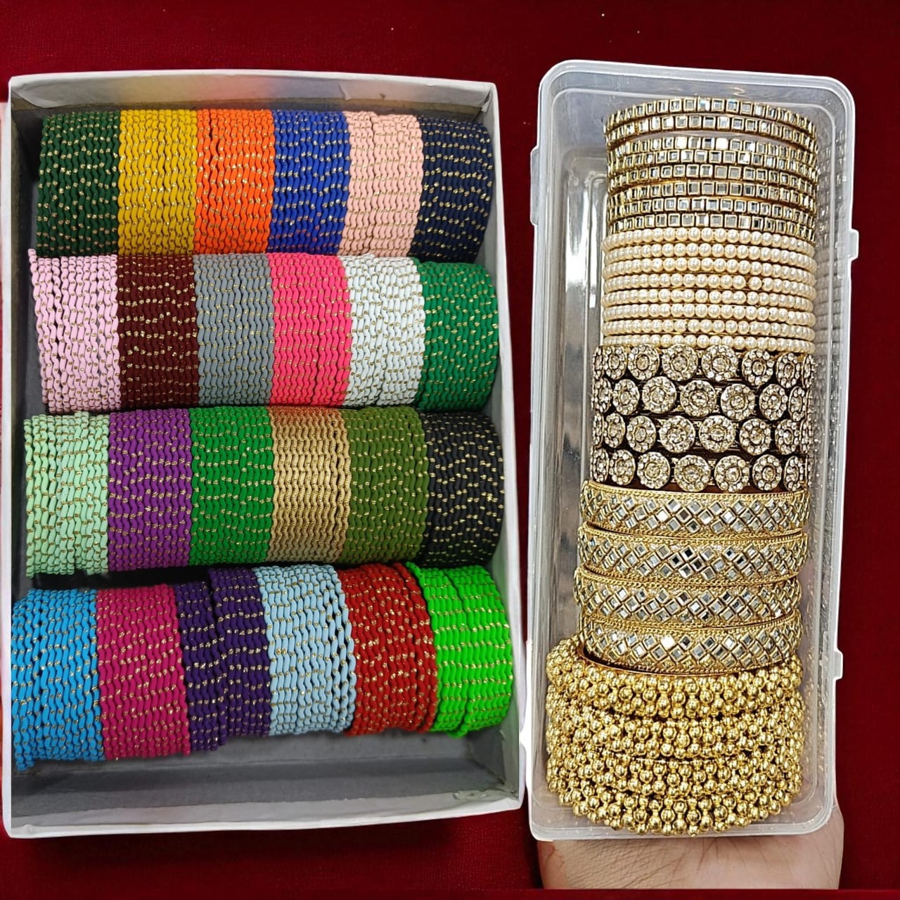 Queen Zigzag Dotted Bangles Combo Box