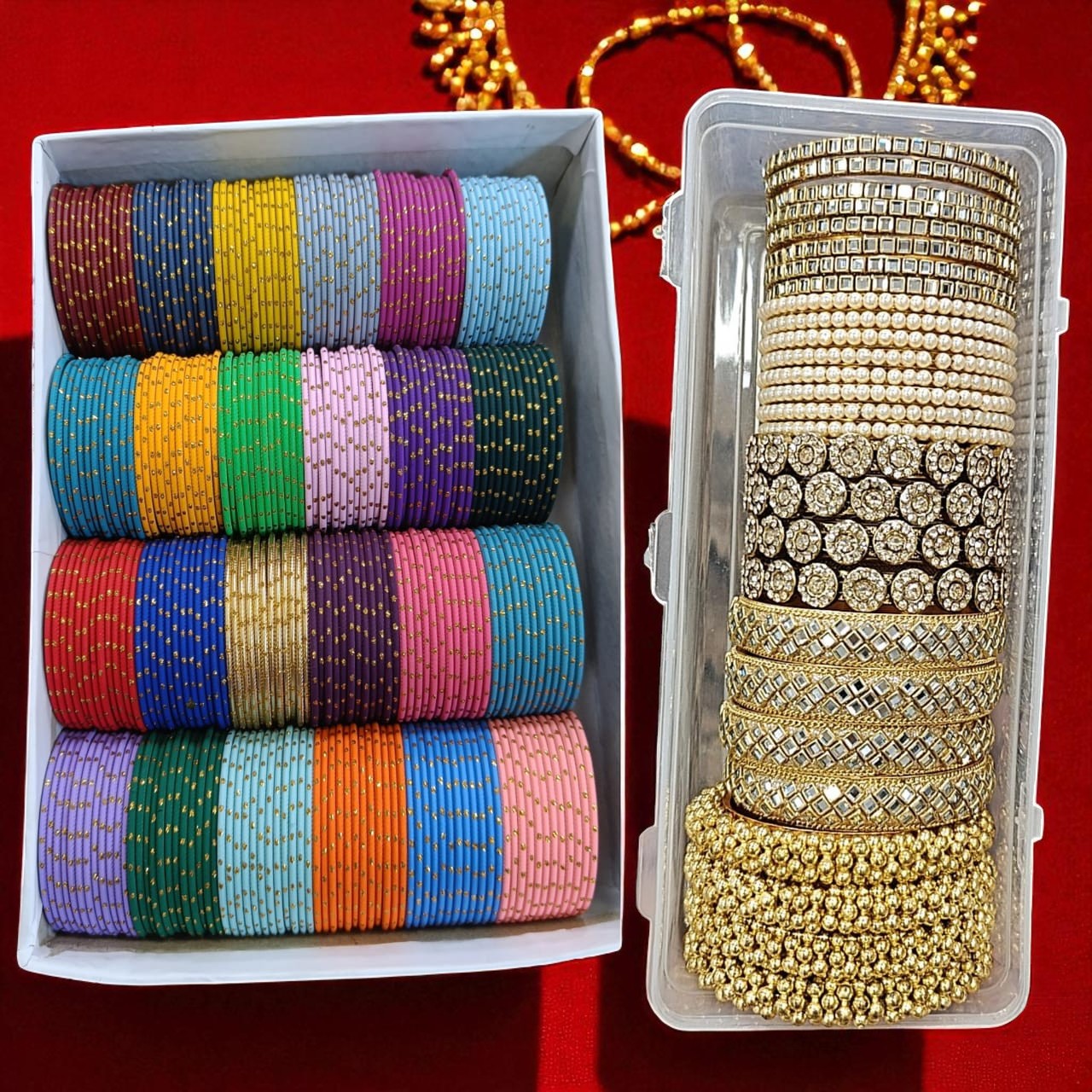 Queen Matte Dotted Bangles Combo Box