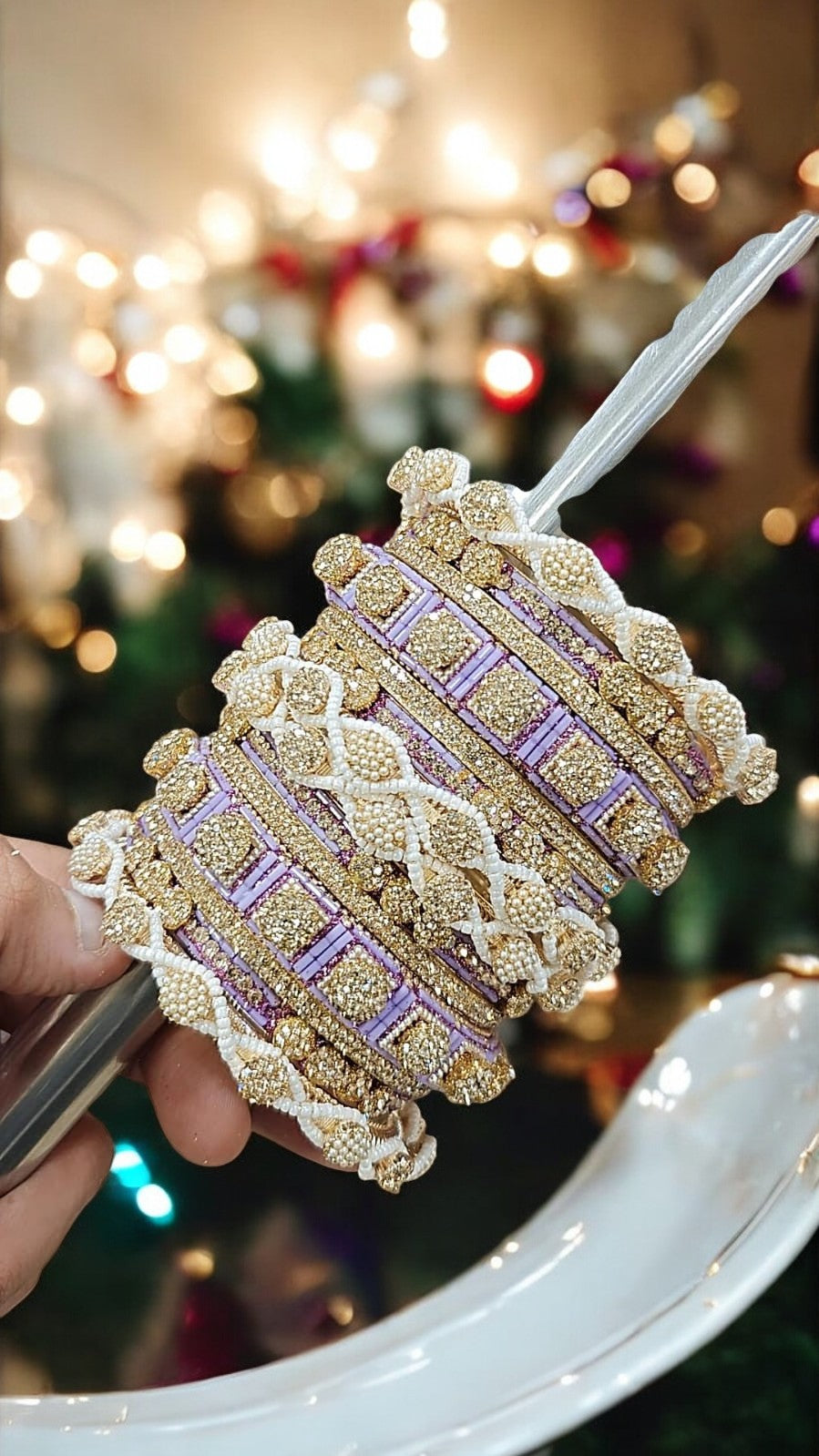 Stone Shadow Lavender Bangle Set