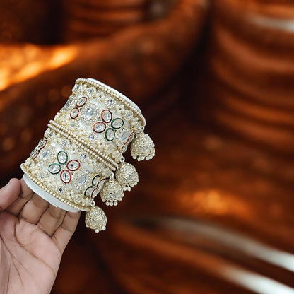 Kundan Red Green Bangles Set