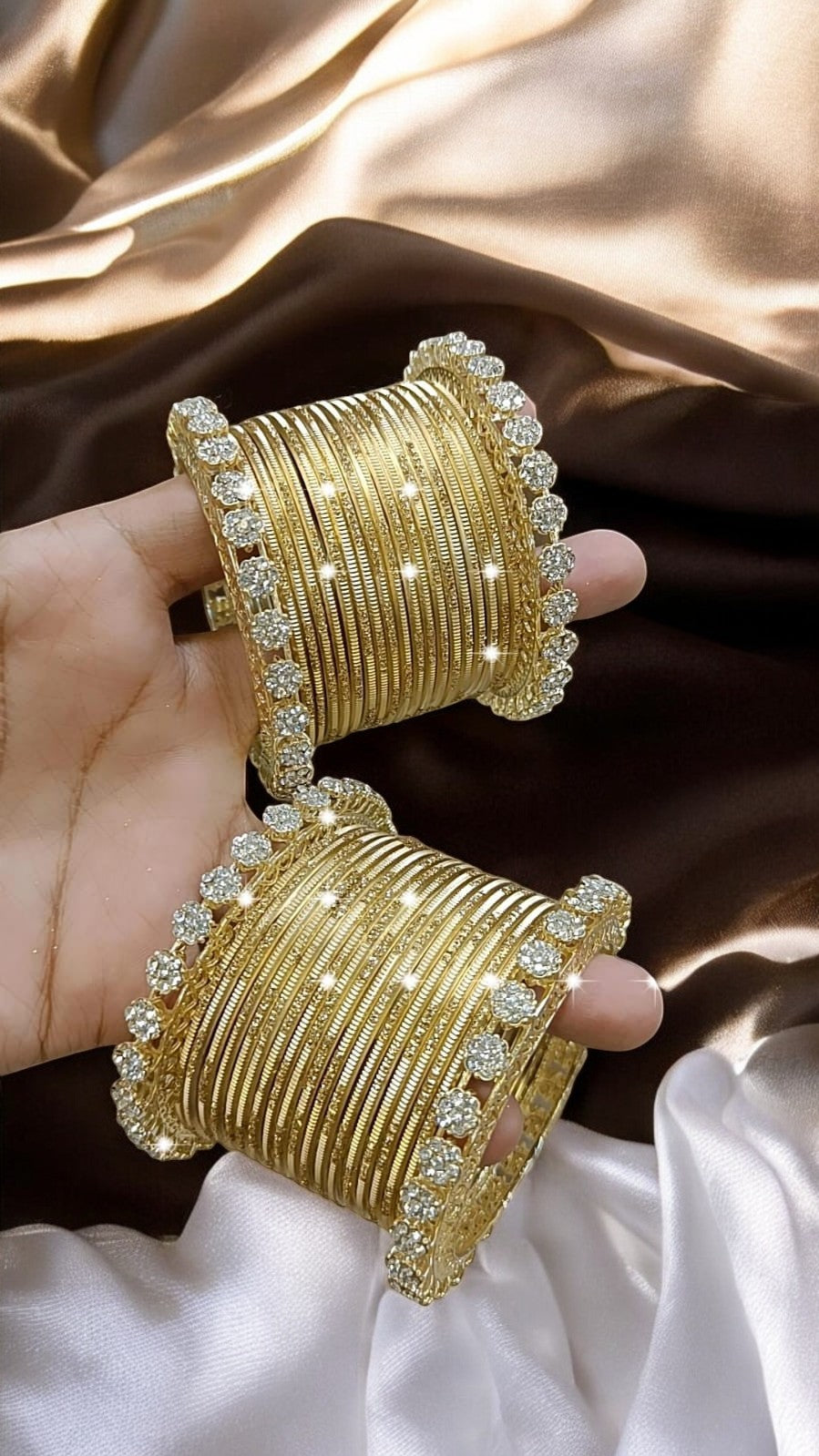 Trending Zari Golden Bangles Set