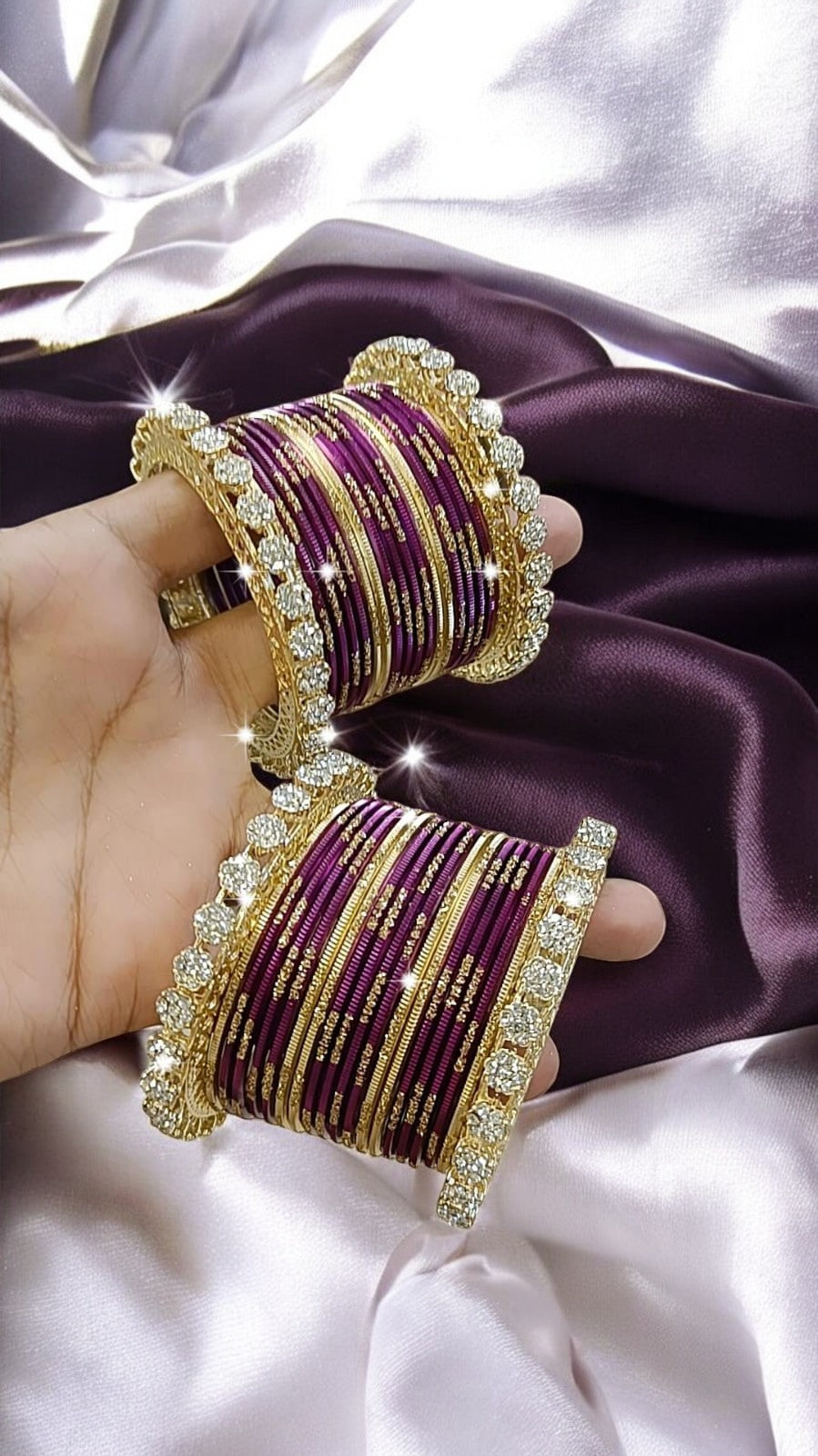 Trending Zari Wine Bangles Set
