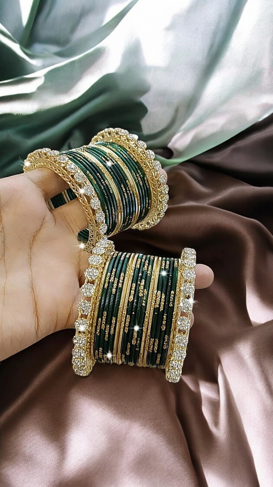 Trending Zari Green Bangles Set