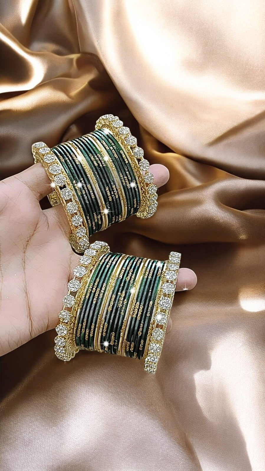 Trending Zari Green Bangles Set