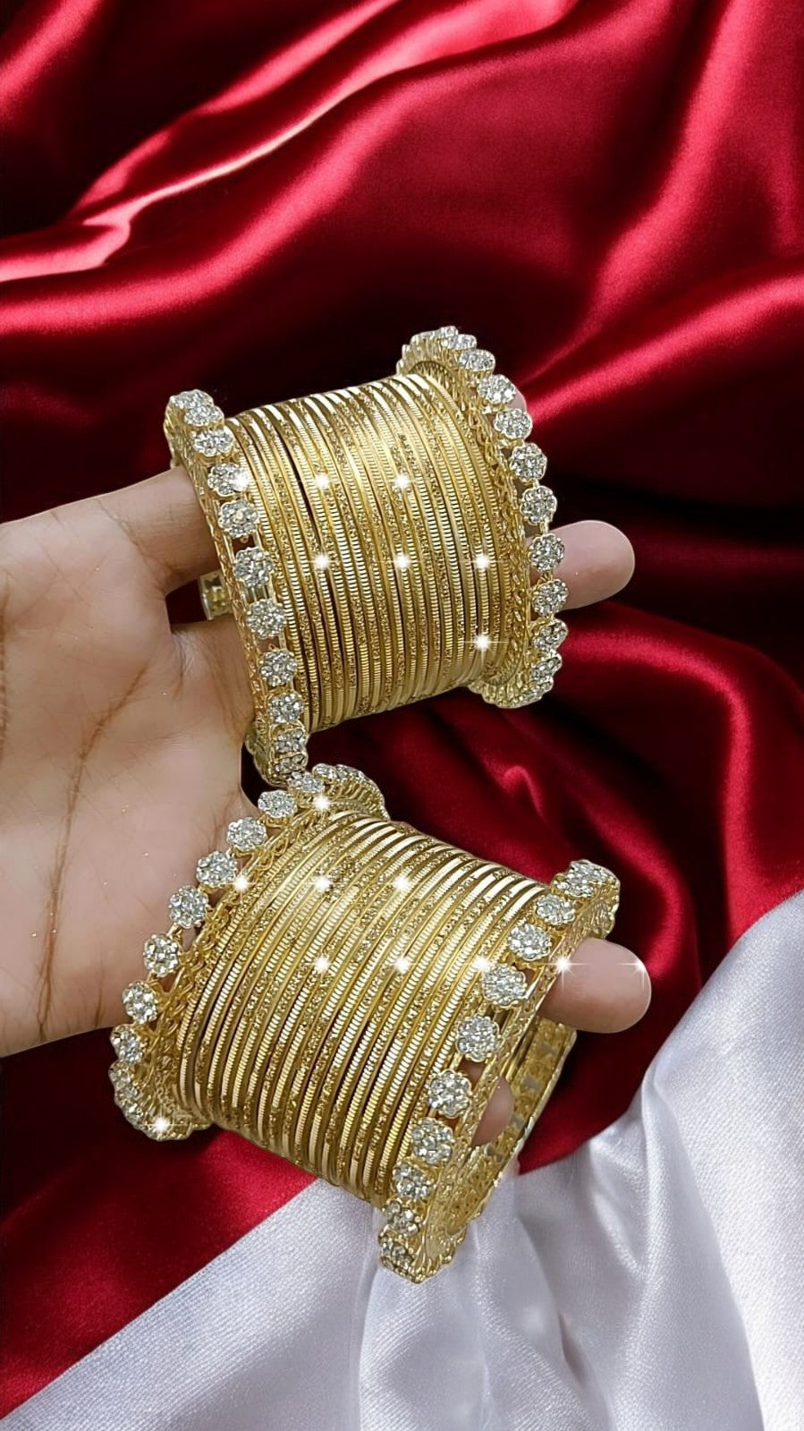 Trending Zari Golden Bangles Set