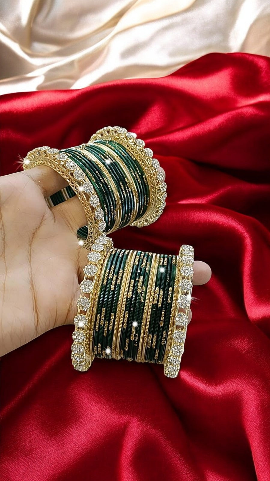 Trending Zari Green Bangles Set