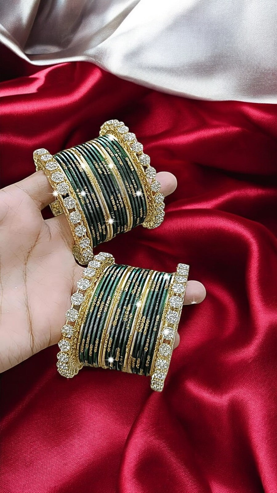 Trending Zari Green Bangles Set