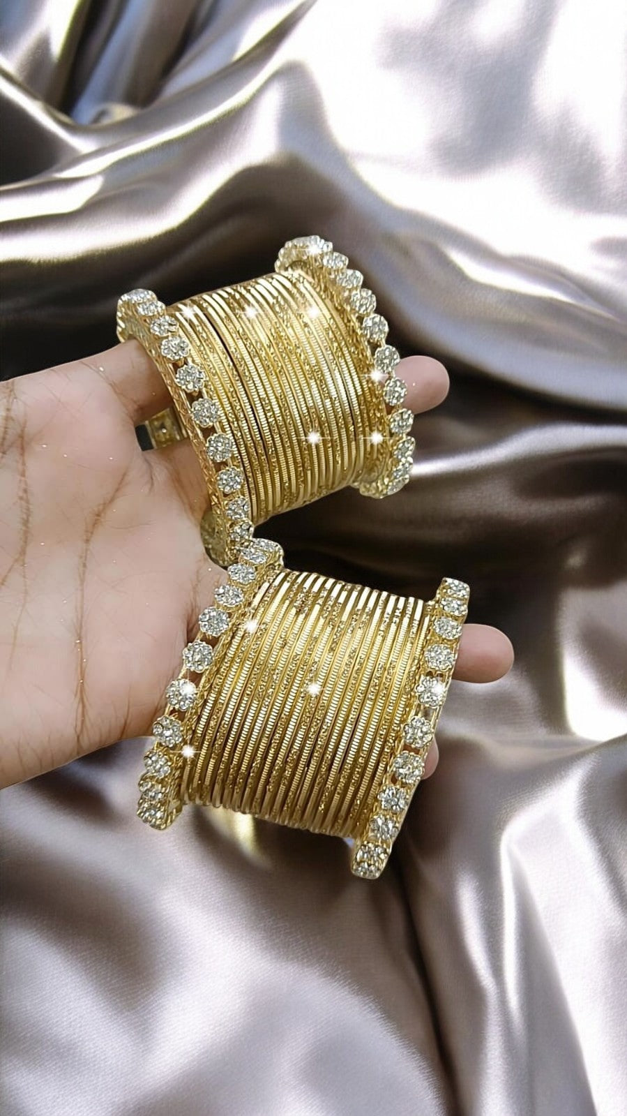 Trending Zari Golden Bangles Set