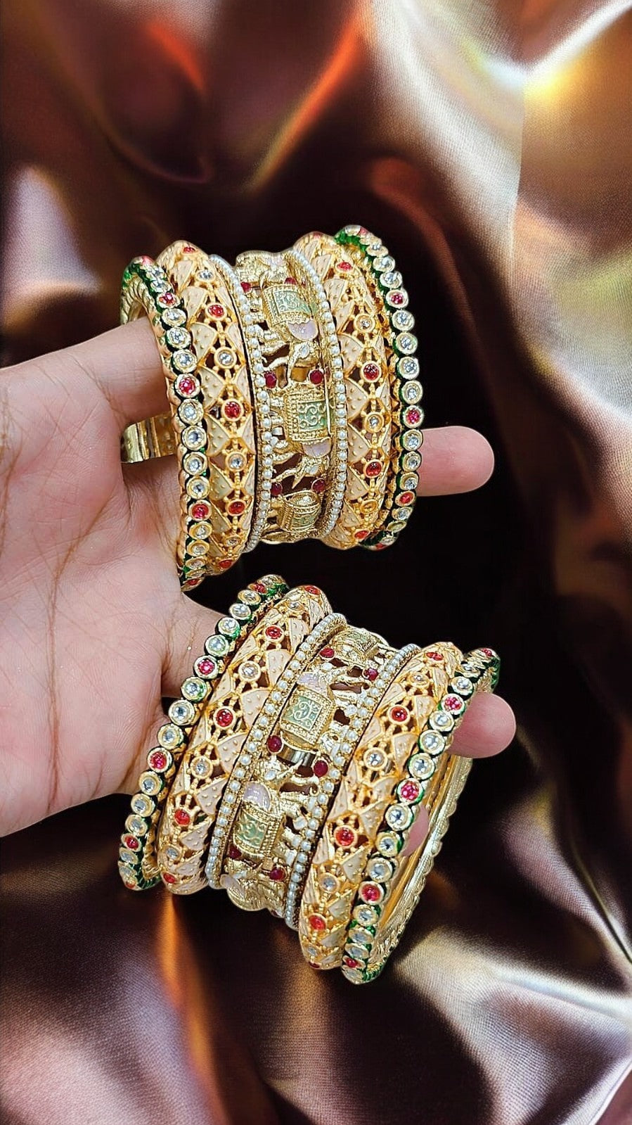 Rajwadi Elephant Bridal Bangles Set