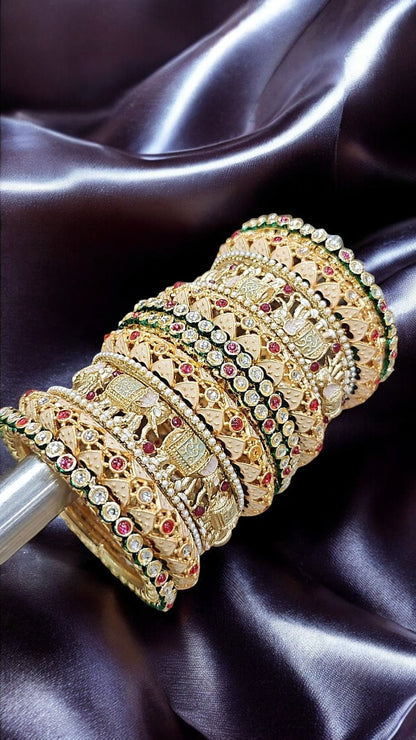 Rajwadi Elephant Bridal Bangles Set