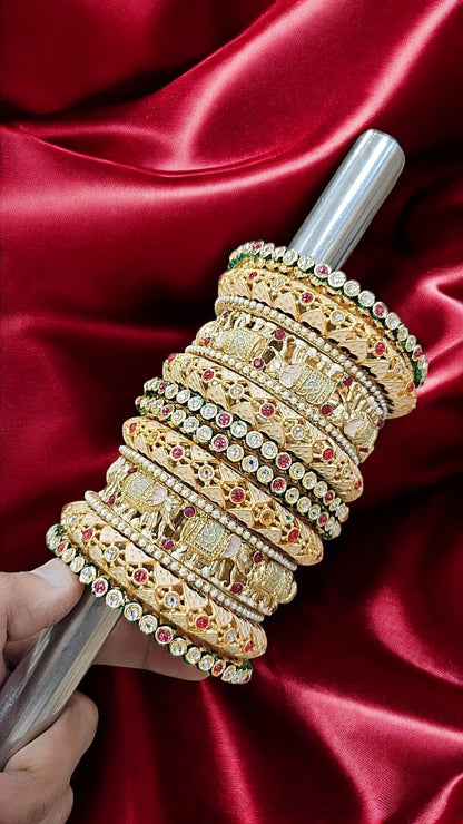 Rajwadi Elephant Bridal Bangles Set